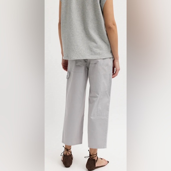 Tibi Garment Dyed Silky Cotton Cropped Slouchy Cargo Jean in Gray SZ 27 - Picture 6 of 16